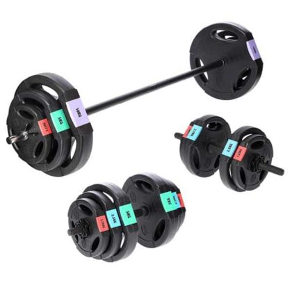 Set componibile HMS Manubri e Bilanciere con 57,5Kg di Pesi
