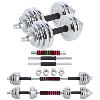 Set Componibile Manubri e Bilanciere HMS con 40,5 Kg di Pesi Cromati
