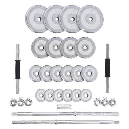 Set Componibile Manubri e Bilanciere HMS con 40,5 Kg di Pesi Cromati