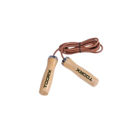 Toorx Corda da salto in pelle con manopole in legno