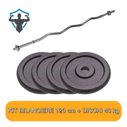 Kit Bilanciere 120 cm e Dischi Pesi in ghisa 40 kg