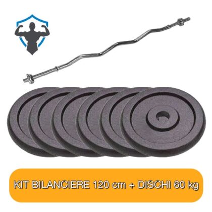 Kit Bilanciere 120 cm e Dischi Pesi in ghisa 60 kg
